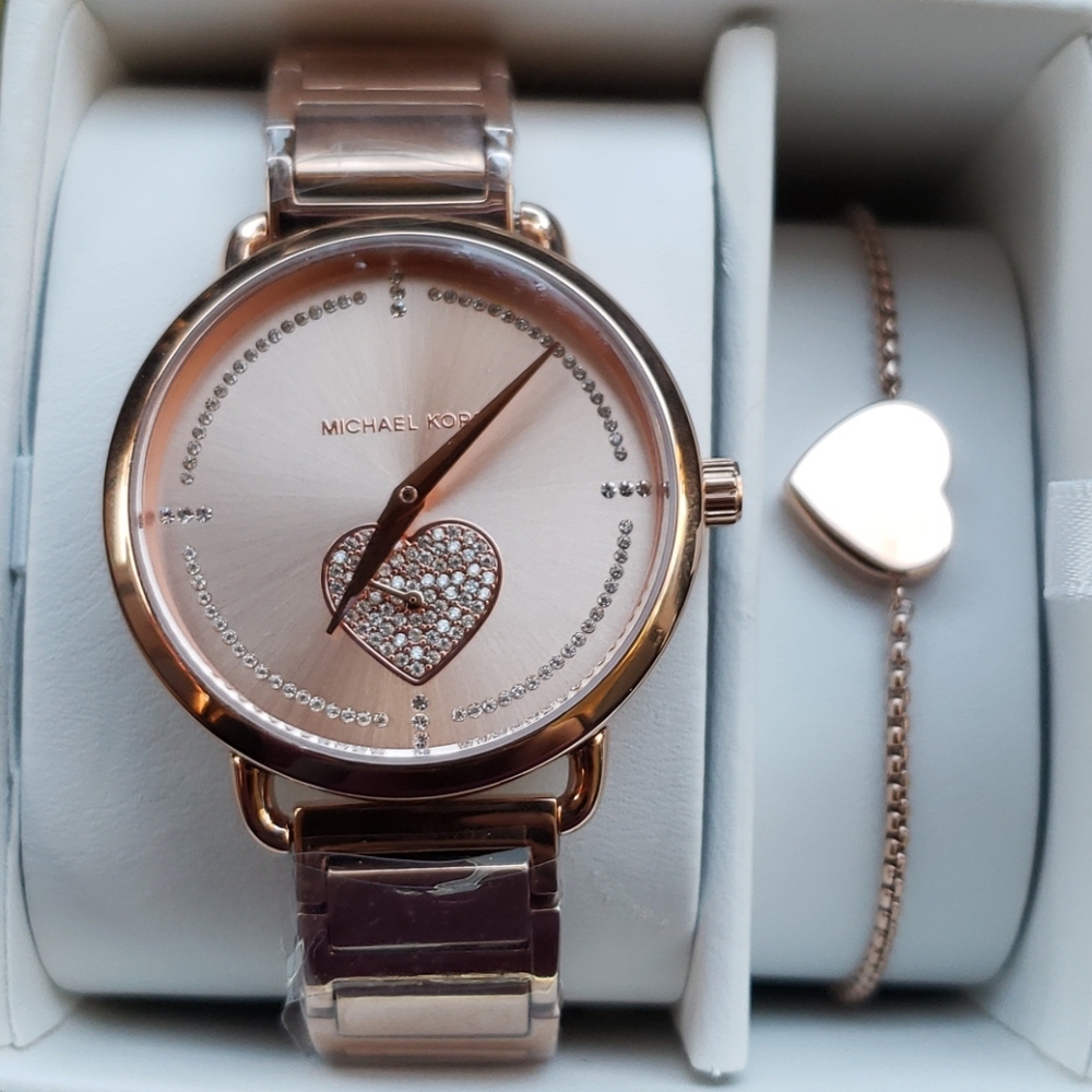 Michael Kors rose gold watch and bracelet
